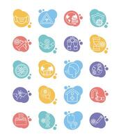 bundle of covid19 set icons vector