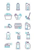 bundle of desinfectants set icons vector