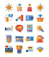 bundle of Payment online set icons vector