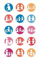 bundle of parents figures silhouettes block style vector