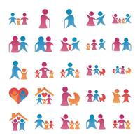 bundle of parents figures silhouettes degradient style vector