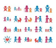 bundle of parents figures silhouettes degradient style vector