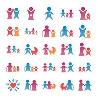 bundle of parents figures silhouettes degradient style vector