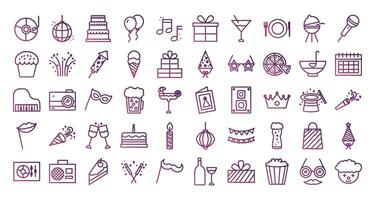 bundle of party set icons vector