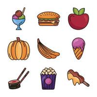 bundle of delicious food set icons vector