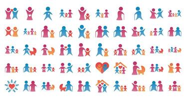 bundle of parents figures silhouettes degradient style vector