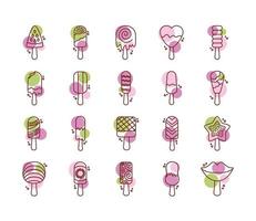 bundle of ice creams set icons vector