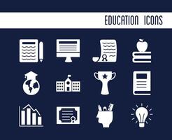 bundle of schoolsilhouette style set icons vector