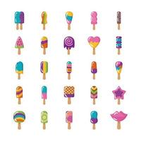 bundle of ice creams set icons vector