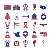 bundle of memorial set icons vector