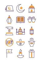 bundle of ramadan kareem set icons vector