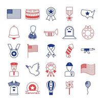 bundle of memorial set icons vector