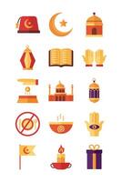 bundle of ramadan kareem set icons vector