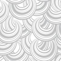 Abstract circle line and loops monochrome seamless pattern. Grid swirl wavy ornamental background. Chaotic flow motion texture. Geometric bubble wallpaper in 1960s style vector