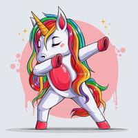 lindo unicornio dabbing, unicornio divertido haciendo dabbing dance, movimiento de dab vector