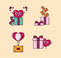 bundle of valentines day set icons vector