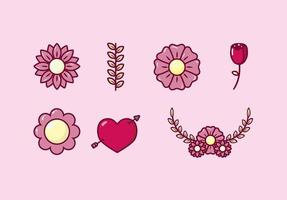 bundle of valentines day hearts and flowers vector