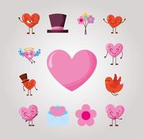 bundle of valentines day set icons vector