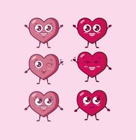 bundle of valentines day hearts characters vector