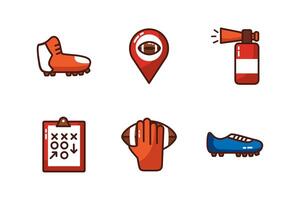 paquete de fútbol americano set iconos vector