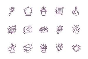 bundle of magic sorcery set icons vector