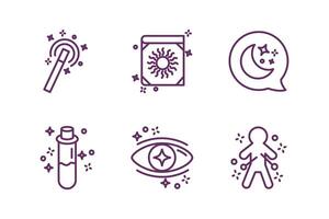 bundle of magic sorcery set icons vector