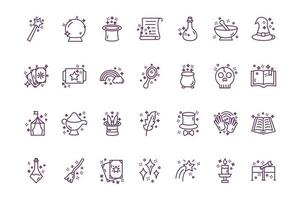 bundle of magic sorcery set icons vector