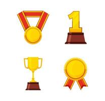 bundle of medals and trophy awards vector