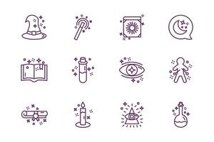 bundle of magic sorcery set icons vector