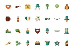 paquete de iconos de estilo detallado del día de san patricio vector