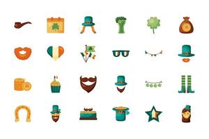 paquete de iconos de estilo detallado del día de san patricio vector