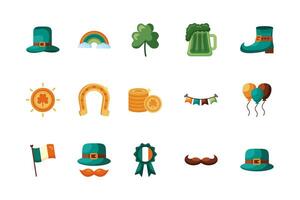 paquete de iconos de estilo detallado del día de san patricio vector