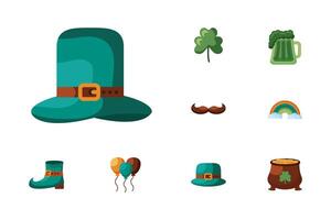 paquete de iconos de estilo detallado del día de san patricio vector