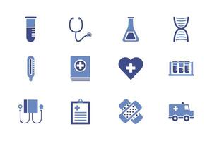 bundle of medical set icons vector