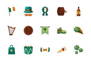 paquete de iconos de estilo detallado del día de san patricio vector