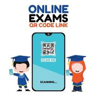 online exams qr code scanning vector