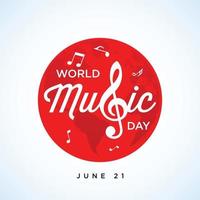 feliz día mundial de la música celebración mano dibujar tipografía - vector