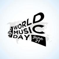 Happy world music day celebration Hand draw typography - Vector