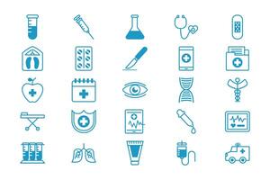 bundle of medical set icons vector