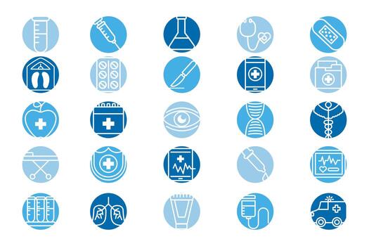 bundle of medical set icons vector