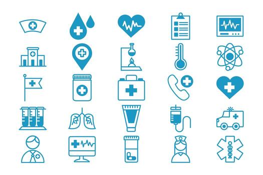 bundle of medical set icons vector