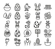 bundle of easter set line icons vector
