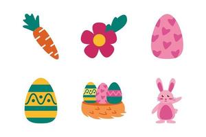 paquete de pascua set iconos planos vector