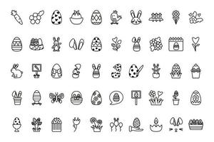 bundle of easter set line icons vector