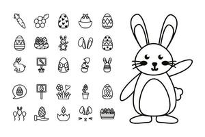 bundle of easter set line icons vector