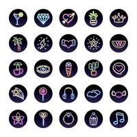 bundle of neon lights set icons vector