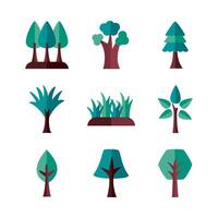 bundle of trees flat style icons vector