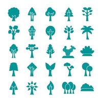 bundle of trees silhouette style icons vector