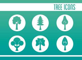 bundle of trees flat style icons and lettering vector
