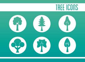 bundle of trees flat style icons and lettering vector